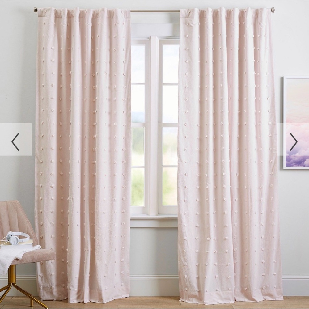 Set of 2 - 52 x 96” blush Pottery Barn Teen blackout curtains